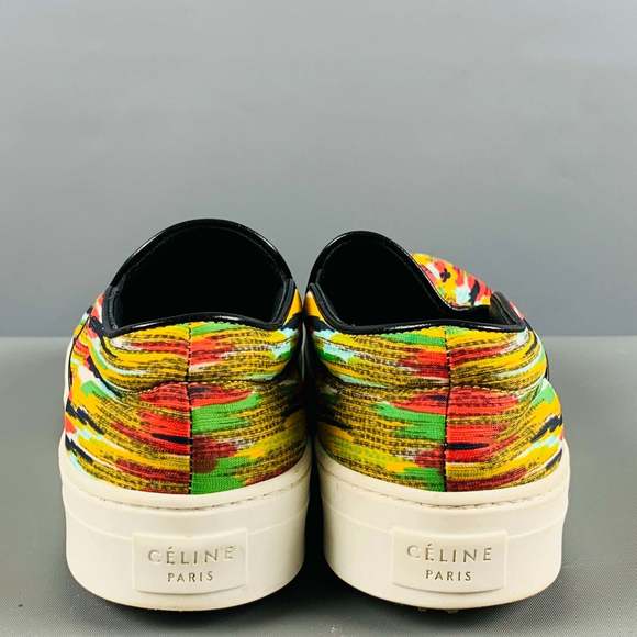 CELINE Multi-Color Fabric Stripe Slip On Sneakers - Picture 3 of 8